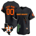 Custom Houston Astros Cactus Jack Patch Vapor Premier Limited Jersey V9 ¨C Black CONTON