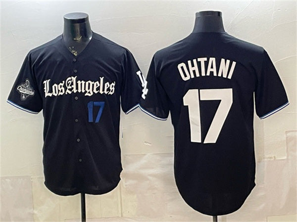 Los Angeles Dodgers #17 Shohei Ohtani Black CONTON 2025 World Series Champions Patch 'Gothic Edition' Vapor Premier Limited Stitched Jersey