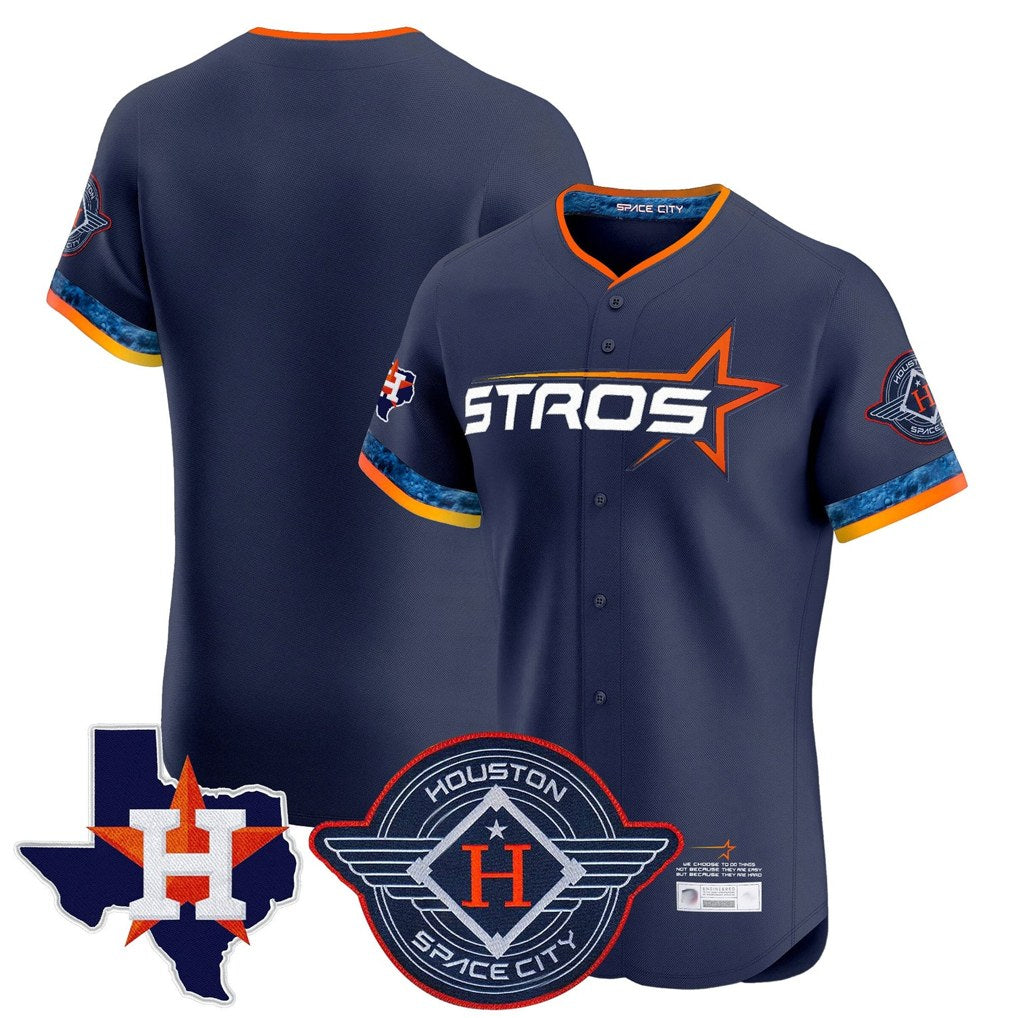 Houston Astros Blank Player Navy CONTON City Connect Texas Patch Vapor Premier Limited Elite Home Stitched Jerseys