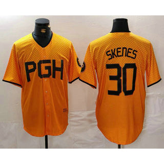 Pittsburgh Pirates #30 Paul Skenes Yellow CONTON 2023 City Connect Stitched Jersey