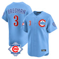 Chicago Cubs #3 Alex Bregman Player Light Blue CONTON 150th Anniversary Limited Home Stitched Jerseys