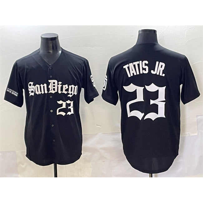 San Diego Padres #23 Fernando Tatis Jr. Black CONTON Gothic Edition Vapor Limited Stitched Jersey