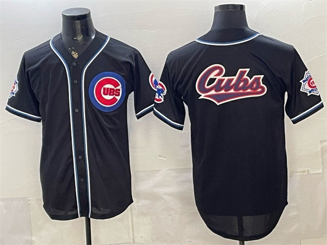 Chicago Cubs Team Big Logo 2026 Fashion Replica Black CONTON Out Stitched Jersey