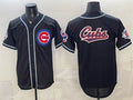 Chicago Cubs Team Big Logo 2026 Fashion Replica Black CONTON Out Stitched Jersey