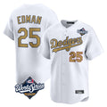 Los Angeles Dodgers #25 Tommy Edman Player White Gold CONTON World Series Collection Limited Home Stitched Jerseys