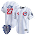 Chicago Cubs #27 Seiya Suzuki Player White CONTON Pinstripe Vapor Premier Limited Home Stitched Jerseys