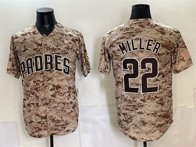 San Diego Padres #22 Mason Miller Tan CONTON Camo Cool Base Stitched Jersey