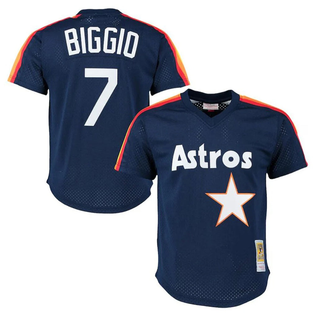 Houston Astros #7 Craig Biggio Player Navy CONTON Mitchell & Ness Cooperstown Mesh Limited Stitched Jerseys