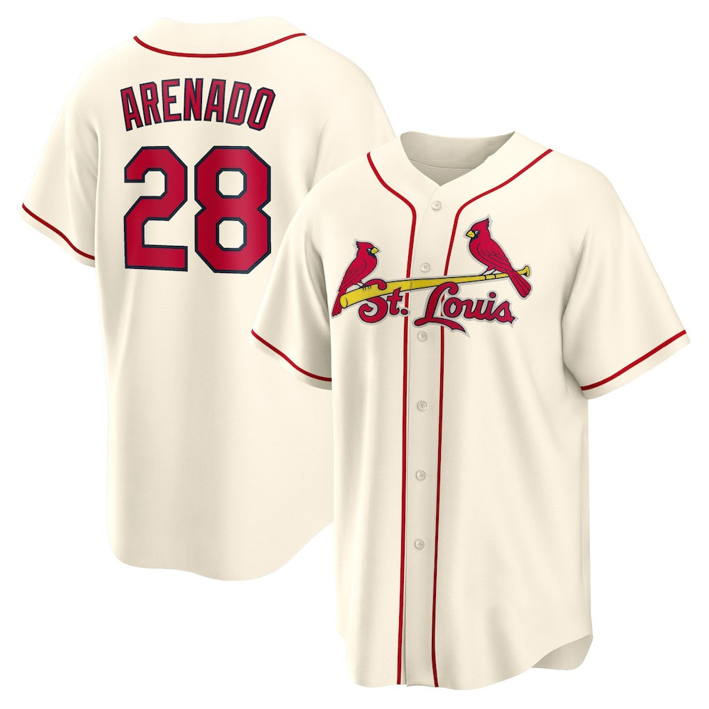 St. Louis Cardinals #28 Nolan Arenado Cream CONTON Alternate 2 Replica Jersey