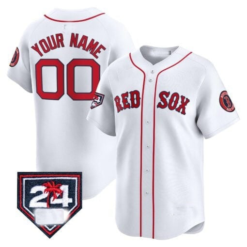 Custom Boston Red Sox 2024 Spring Training Patch Vapor Premier Limited Jersey ¨C White CONTON