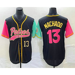 San Diego Padres #13 Manny Machado Number Black CONTON NEW 2023 City Connect Cool Base Stitched Jersey