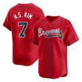 Atlanta Braves #7 Ha-Seong Kim Player Red CONTON Limited Home Game Stitched Jerseys