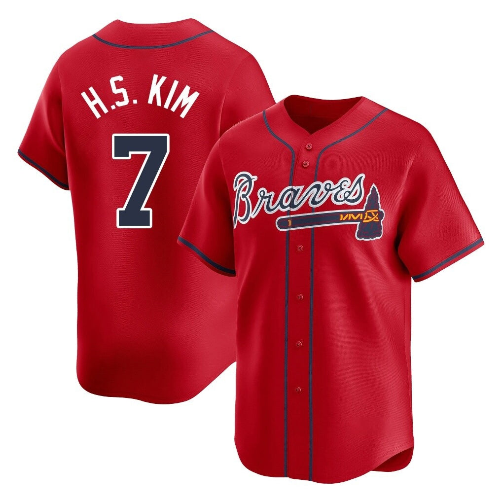 Atlanta Braves #7 Ha-Seong Kim Player Red CONTON Limited Home Game Stitched Jerseys