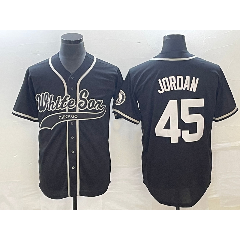 Chicago White Sox #45 Michael Jordan Black CONTON Cool Base Stitched Jersey 2
