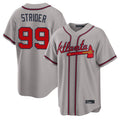 Atlanta Braves #99 Spencer Strider Player Gray CONTON Home Game Stitched Jerseys