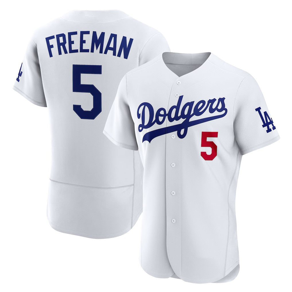 Los Angeles Dodgers #5 Freddie Freeman White CONTON Home Authentic Jersey