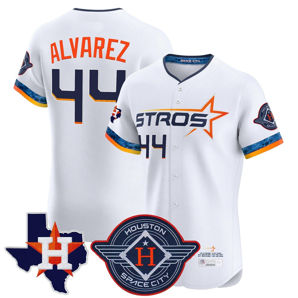 Houston Astros #44 Yordan Alvarez Player White CONTON City Connect Texas Patch Vapor Premier Limited Elite Home Stitched Jerseys