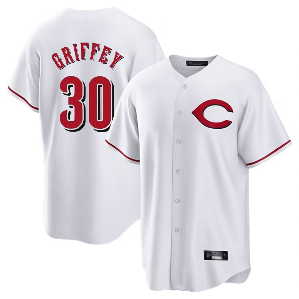 Cincinnati Reds #30 Ken Griffey Player White CONTON Home Game Stitched Jerseys
