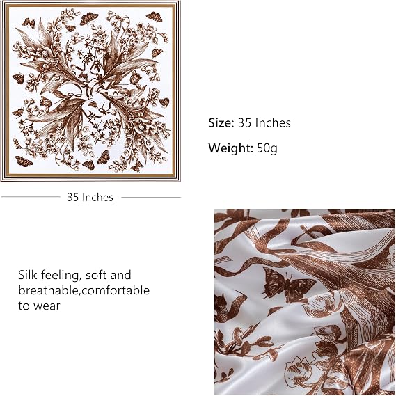 4PCS Head Scarf for Women 35” Silk Feel Hair Scarf | Satin Neck Scarfs, Square Bandana Hair Wraps, Head Scarves for Sleeping, Travel, Hair Protection, Daily Wear