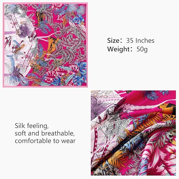 4PCS Head Scarf for Women 35” Silk Feel Hair Scarf | Satin Neck Scarfs, Square Bandana Hair Wraps, Head Scarves for Sleeping, Travel, Hair Protection, Daily Wear