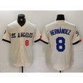 Los Angeles Dodgers #8 Kike Hernandez Number Cream CONTON 2024 City Connect Limited Stitched Jerseys
