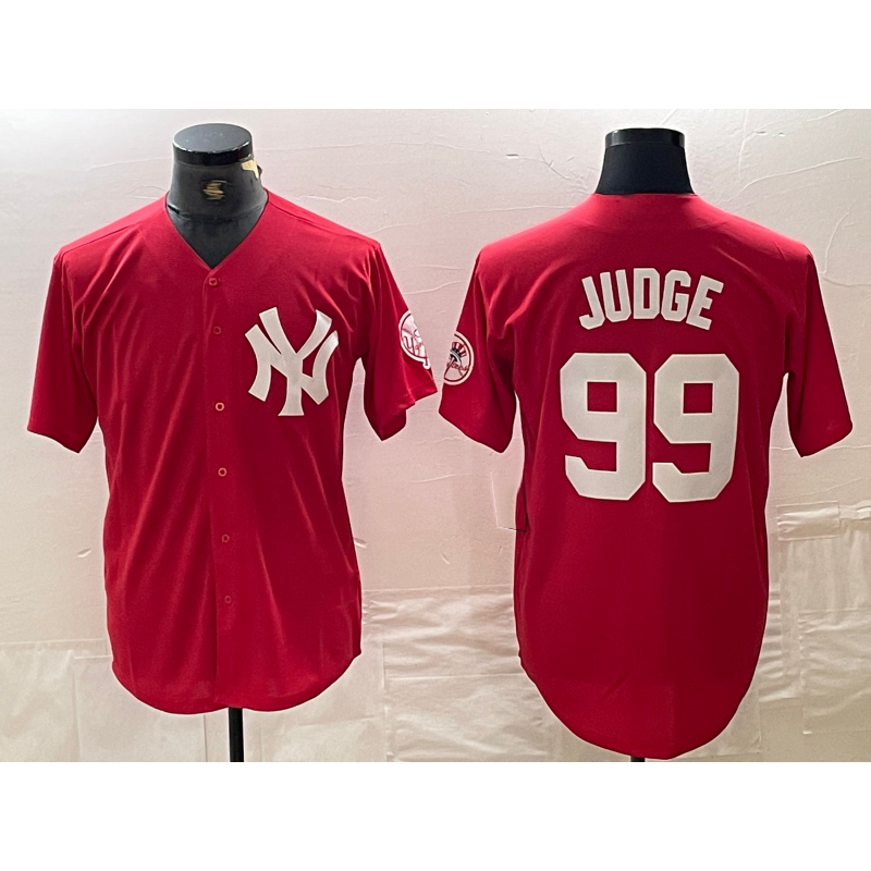 New York Yankees #99 Aaron Judge Red CONTON Fashion Cool Base Jersey