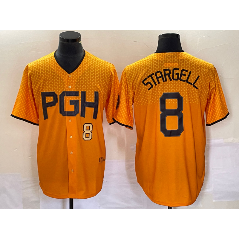 Pittsburgh Pirates #8 Willie Stargell Number Gold CONTON 2023 City Connect Stitched Jersey