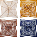 4PCS Head Scarf for Women 35” Silk Feel Hair Scarf | Satin Neck Scarfs, Square Bandana Hair Wraps, Head Scarves for Sleeping, Travel, Hair Protection, Daily Wear