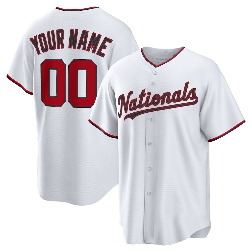 Custom Washington Nationals White CONTON Home Replica Jersey