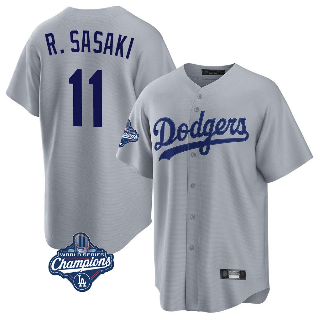 Los Angeles Dodgers #11 Roki Sasaki Player Gray CONTON World Series Meet Game Stitched Jerseys