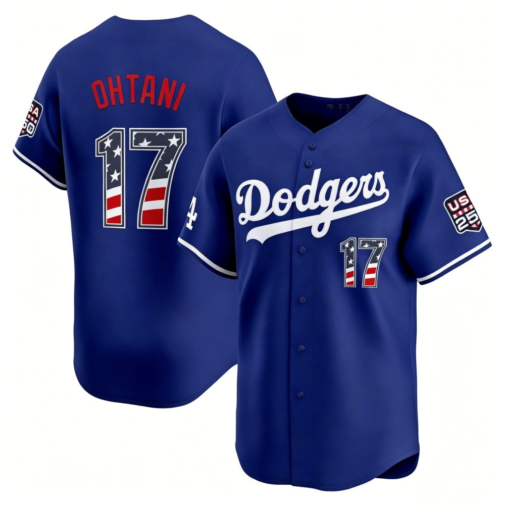 Los Angeles Dodgers #17 Shohei Ohtani Royal CONTON USA 250 Fourth of July Limited Stitched Jersey