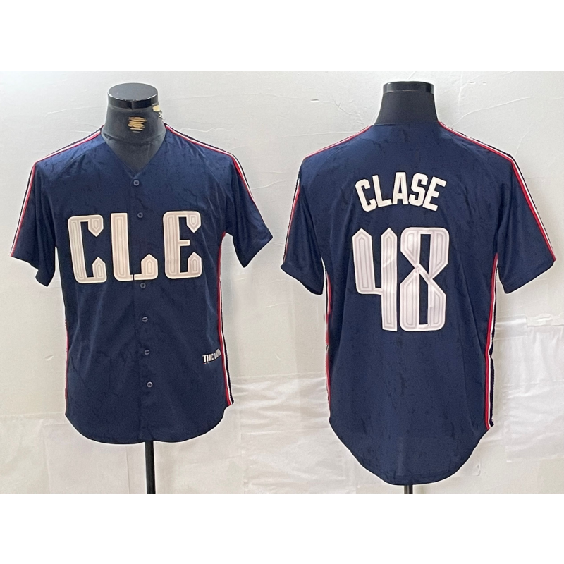 Cleveland Guardians #48 Emmanuel Clase Navy CONTON 2024 City Connect Limited Stitched Jersey