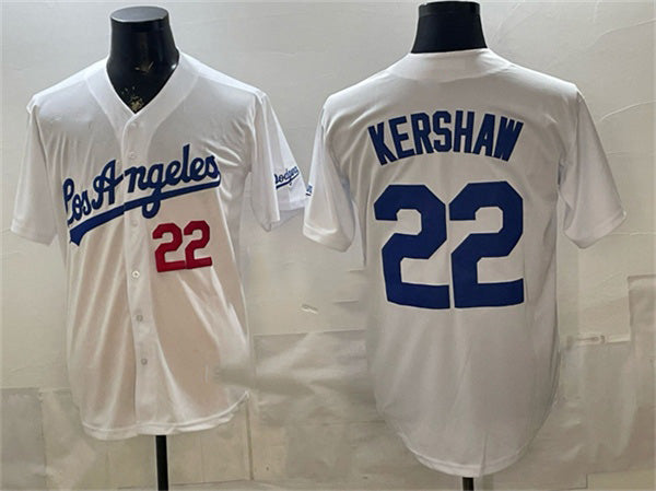 Los Angeles Dodgers #22 Clayton Kershaw White CONTON Alternate Stadium Stitched Jersey