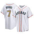 Houston Astros #7 Craig Biggio Player Gold CONTON Collection Game Home Stitched Jerseys