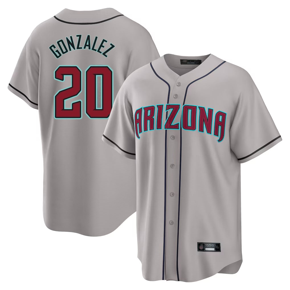 Arizona Diamondbacks #20 Luis Gonzalez Player Gray CONTON Road Home Game Stitched Jerseys