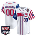 Custom San Diego Padres America 250 Edition Vapor Premier Limited White CONTON Stitched Jerseys