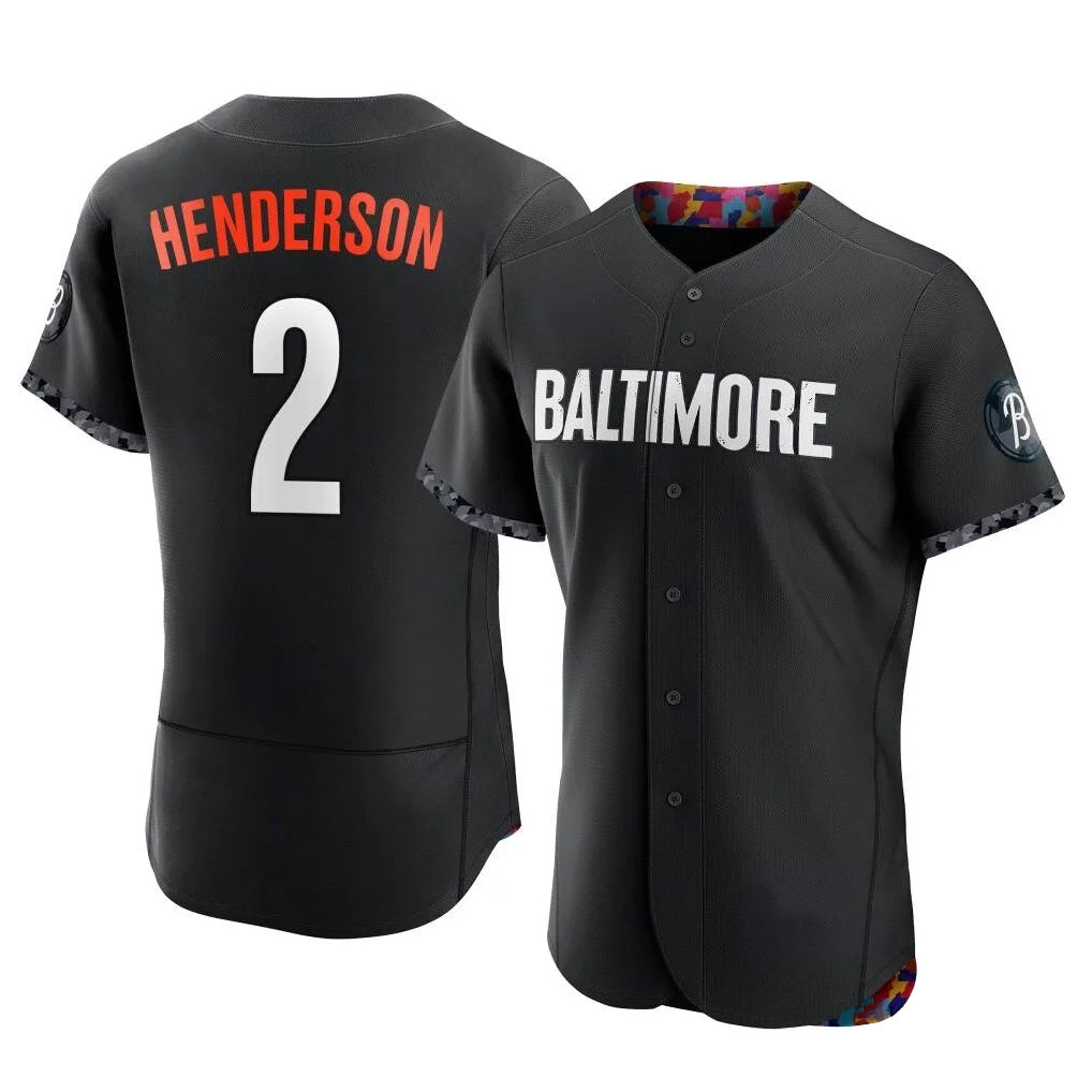 Baltimore Orioles #2 Gunnar Henderson Player Black CONTON City Connect Limited Elite Home Game Stitched Jerseys