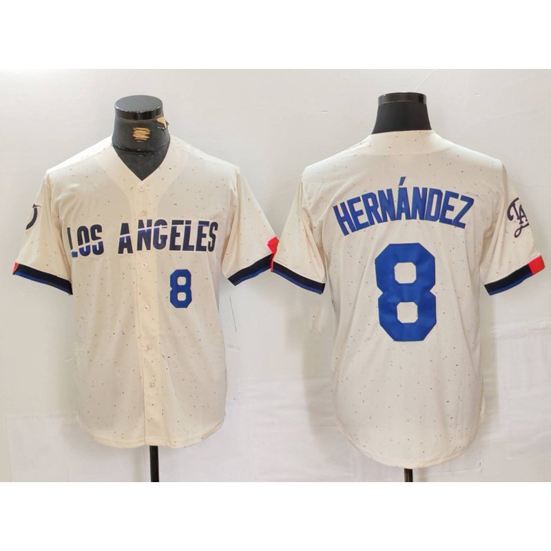 Los Angeles Dodgers #8 Kike Hernandez Number Cream CONTON 2024 City Connect Limited Stitched Jersey 2
