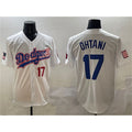 Los Angeles Dodgers #17 Shohei Ohtani White CONTON With American Flag Patch Limited Stitched Jersey