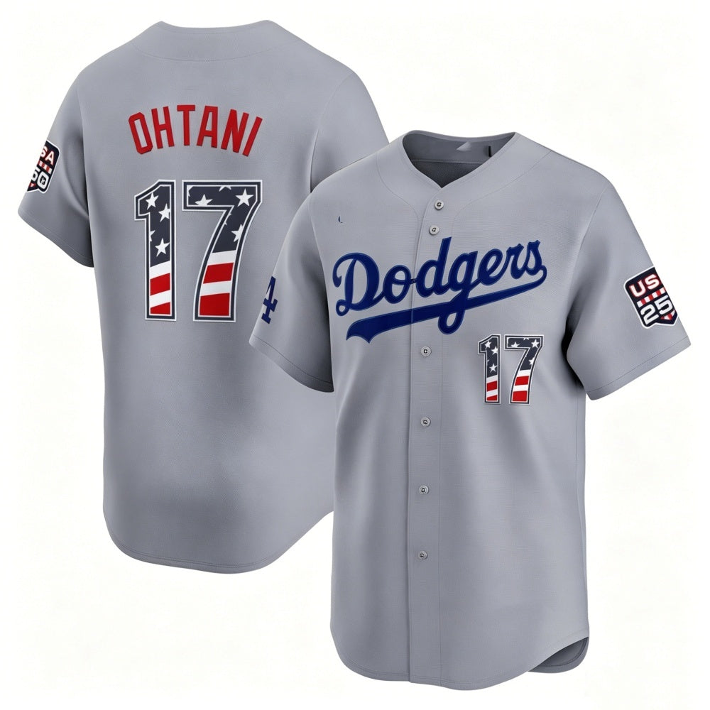 Los Angeles Dodgers #17 Shohei Ohtani Gray CONTON USA 250 Fourth of July Limited Stitched Jersey