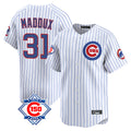 Chicago Cubs #31 Greg Maddux Player White CONTON 150th Anniversary Limited Home Game Stitched Jerseys