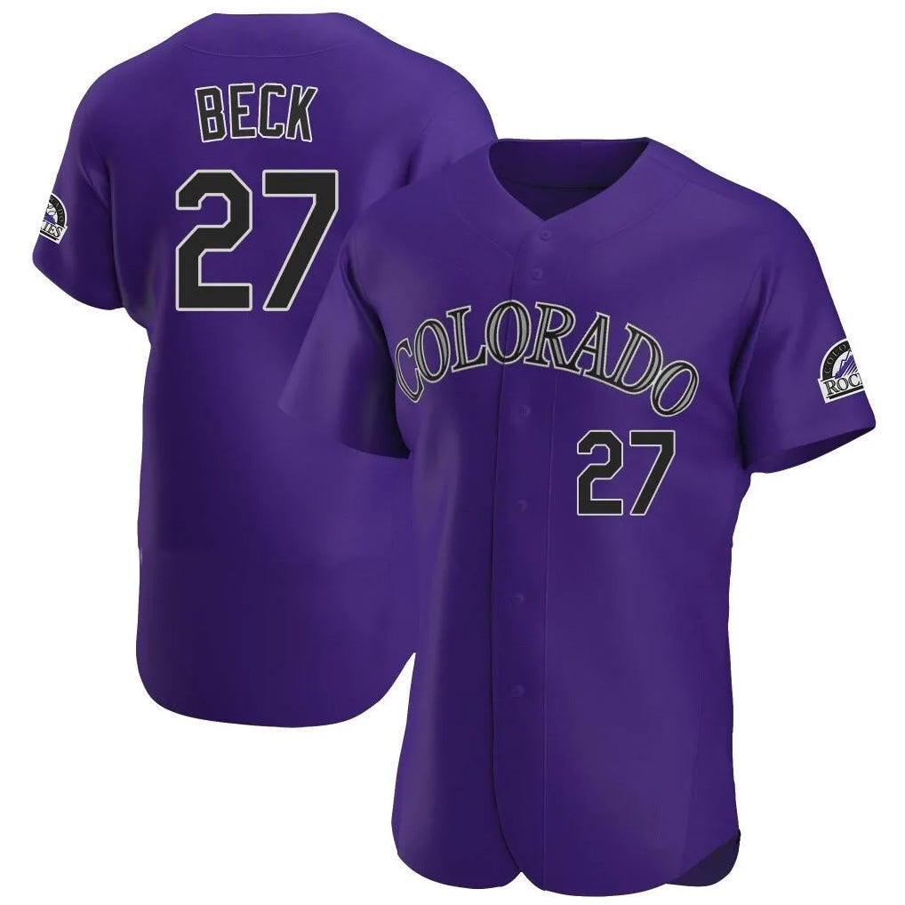Colorado Rockies #27 Jordan Beck Player Purple CONTON Limited Elite Home Stitched Jerseys
