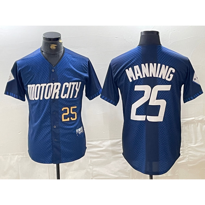 Detroit Tigers #25 Matt Manning 2024 Number Navy CONTON City Connect Cool Base Limited Stitched Jersey