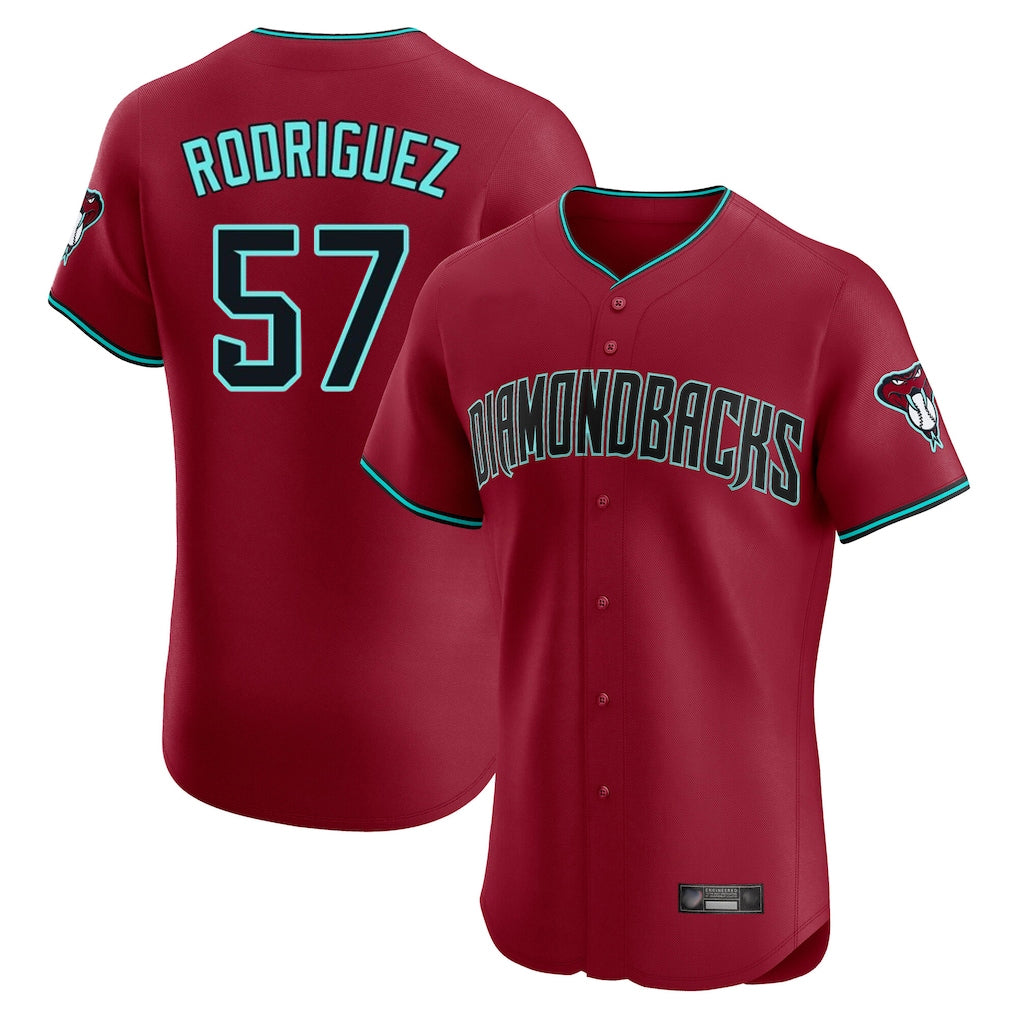 Arizona Diamondbacks #57 Eduardo Rodriguez Player Red CONTON Limited Elite Home Game Stitched Jerseys