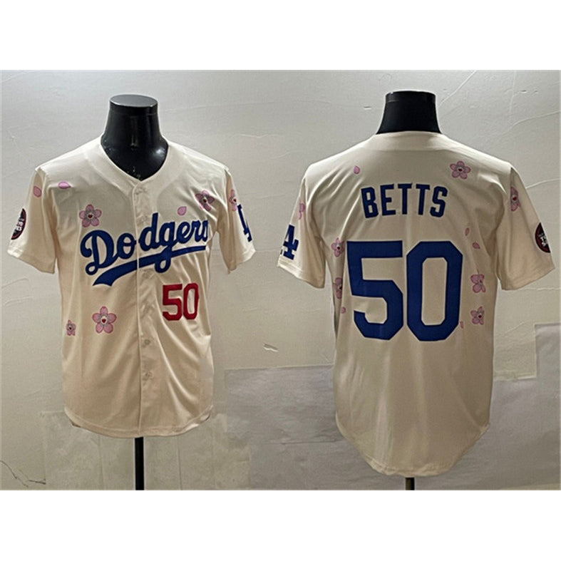 Los Angeles Dodgers #50 Mookie Betts Cream CONTON 2025 Tokyo Series Limited Stitched Jersey