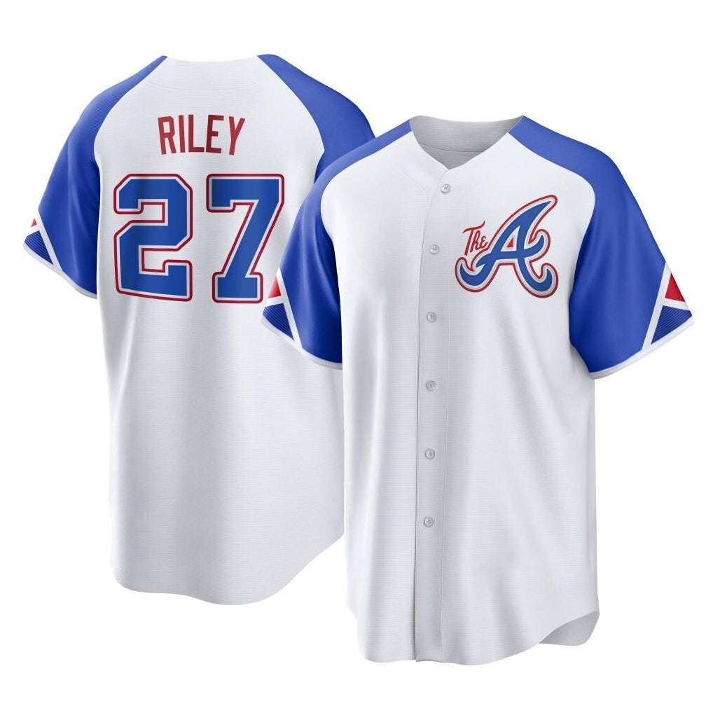 Atlanta Braves #27 Austin Riley Player White CONTON City Connect Home Game Stitched Jerseys