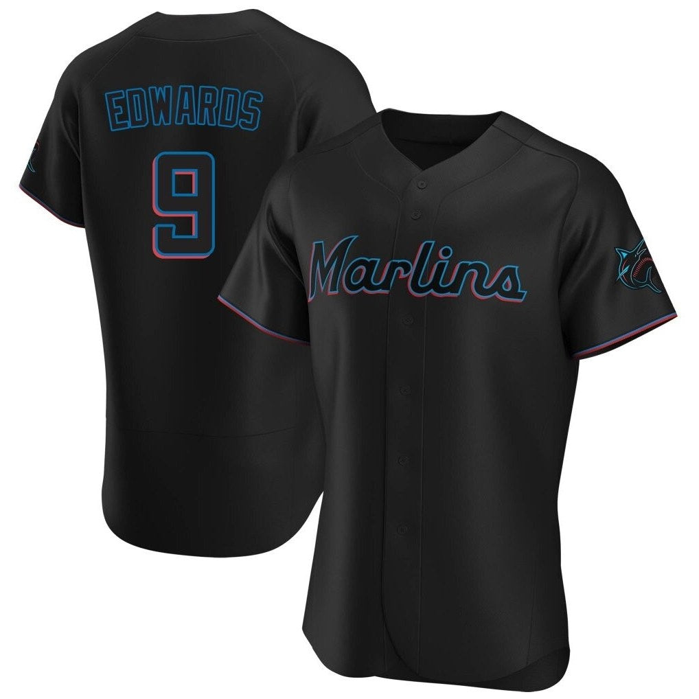 Miami Marlins #9 Xavier Edwards Player Black CONTON Home Limited Elite Stitched Jerseys