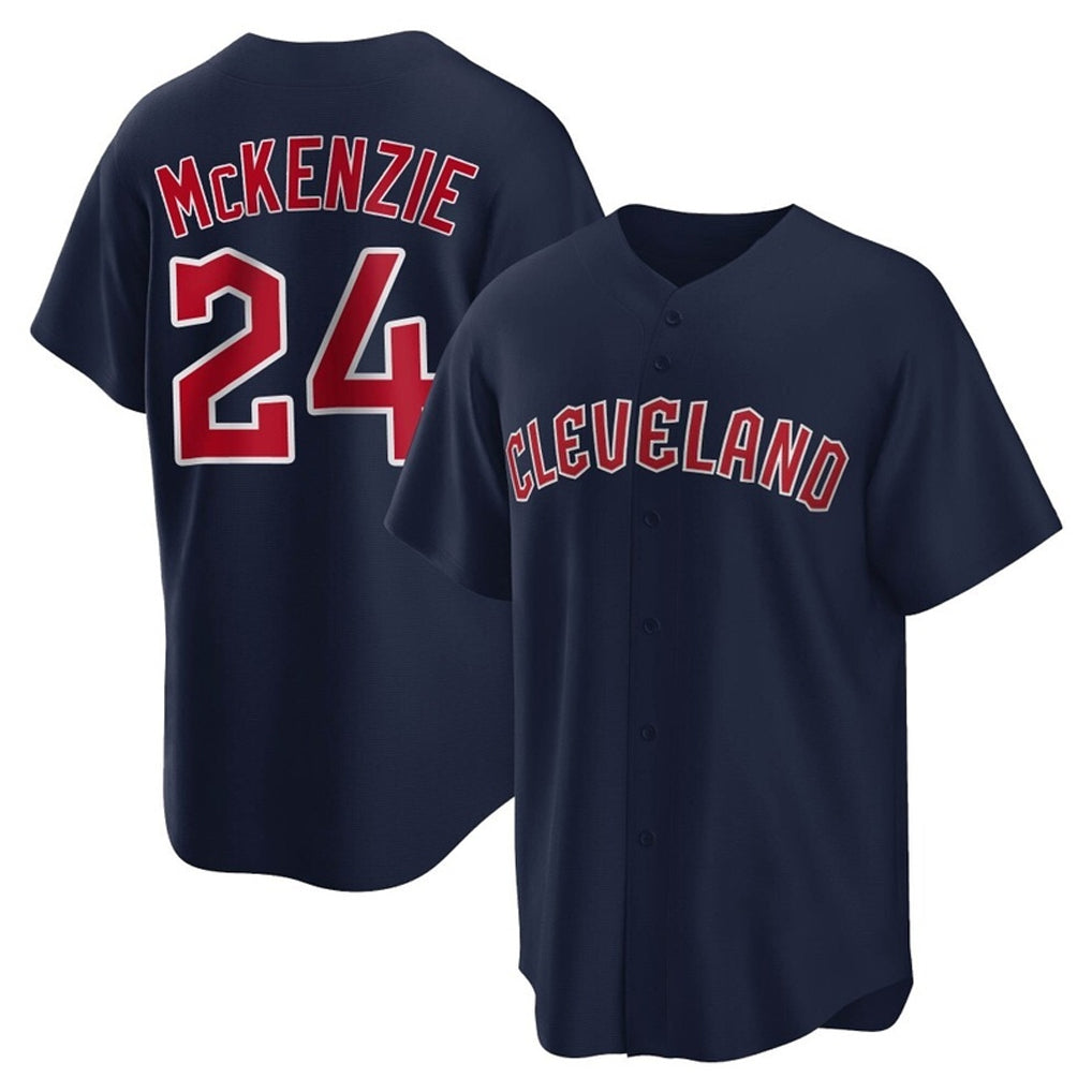 Cleveland Guardians #24 Triston McKenzie Player Navy CONTON Game Home Stitched Jerseys