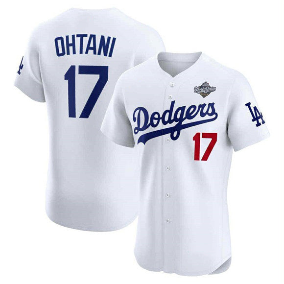 Los Angeles Dodgers #17 Shohei Ohtani White CONTON 2025 World Series Cool Base Sttiched Jersey