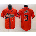 Houston Astros #3 Jeremy Pena Number Orange CONTON With Patch Cool Base Stitched Jersey